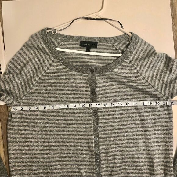 Lane Bryant knit gray metallic stripped button up cardigan sweater 18/20 - Picture 6 of 14